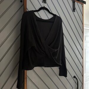 Athleta Black Draped Front Blouse